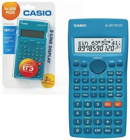 Калькулятор Casio инженерный, 181 функция, питание от батарейки, 155х78 мм сертифицирован для ЕГЭ (FX-220PLUS-S-EH)