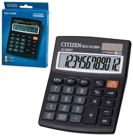 Калькулятор Citizen настольный, 12 разрядов, двойное питание, 125x102 мм (SDC-812BN) 19844565087040