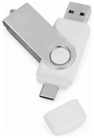 Oasis USB/USB Type-C флешка на 16 Гб ″Квебек C″ с покрытием soft-touch, белая 19844569309474