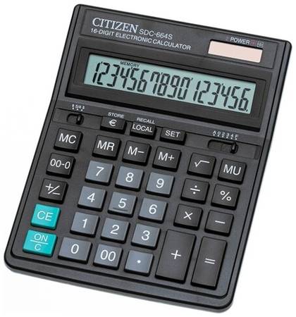 Калькулятор бухгалтерский CITIZEN SDC-664S, черный 19844572042436