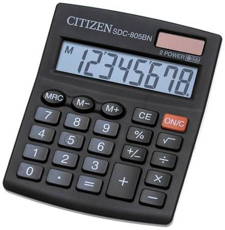 Калькулятор бухгалтерский CITIZEN SDC-805BN, черный 19844572048514