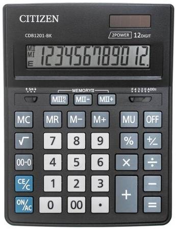 Калькулятор бухгалтерский CITIZEN CDB1201, черный 19844572344489