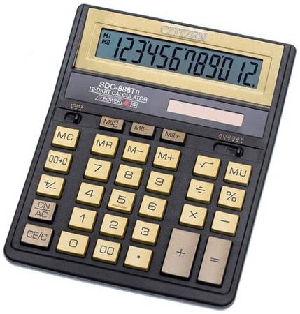 Калькулятор бухгалтерский CITIZEN SDC-888TII, черный/золотистый 19844572384301