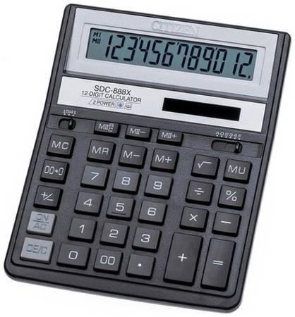 Калькулятор бухгалтерский CITIZEN SDC-888X, черный 19844572384314