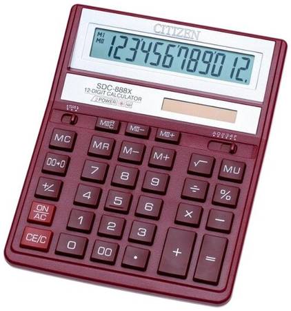 Калькулятор бухгалтерский CITIZEN SDC-888X, красный 19844572953957