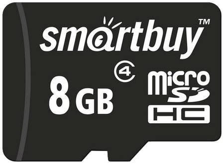 Карта памяти SmartBuy microSDHC 8 ГБ, R 4 МБ/с, адаптер на SD, 1 шт., черный 19844575642807
