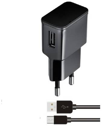 Сетевое зарядное устройство 1USB 1A + кабель Micro USB, черный, ISA
