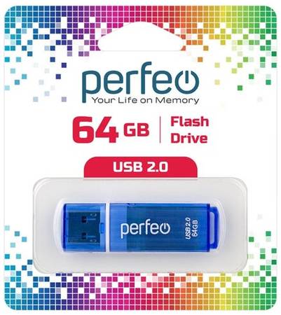USB флешка Perfeo USB 64GB C13 Blue 19844586310511