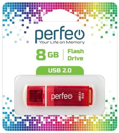 USB флешка Perfeo USB 8GB C13 Red 19844586317524