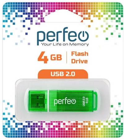 USB флешка Perfeo USB 4GB C13 Green 19844586318303