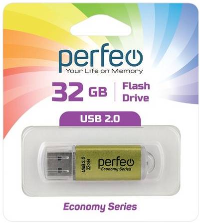 USB флешка Perfeo USB 32GB E01 Gold ES 19844586318397