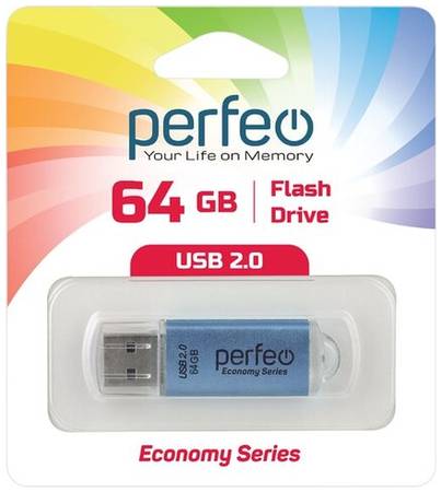 USB флешка Perfeo USB 64GB E01 Blue ES 19844586329305