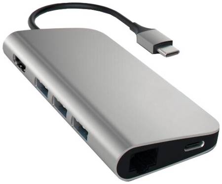 USB-концентратор Satechi Aluminum Multi-Port Adapter 4K with Ethernet, разъемов: 4, space