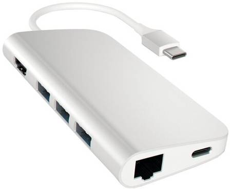 USB-концентратор Satechi Aluminum Multi-Port Adapter 4K with Ethernet, разъемов: 7, 0.2 см, Silver 19844760399027
