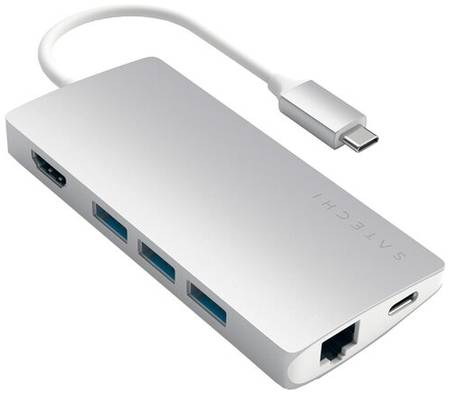 USB-концентратор Satechi Aluminum Multi-Port Adapter 4K with Ethernet V2, разъемов: 6, Silver 19844763902325