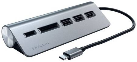 USB-концентратор Satechi Type-C Aluminum USB 3.0 Hub & Micro/SD Card Reader, разъемов: 3, space