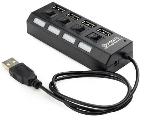USB-концентратор Gembird UHB-U2P4-02, разъемов: 4, 55 см, черный 19844926062312