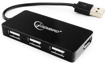 USB-концентратор Gembird UHB-U2P4-03, разъемов: 4, 15 см, черный 19844926062371
