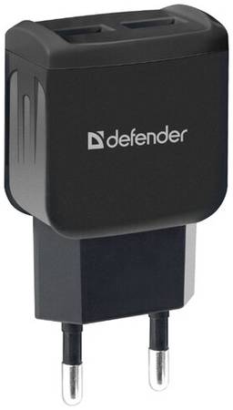 Сетевой адаптер питания Defender UPA-22 зарядка 2.1А 2 USB-порта, чёрная