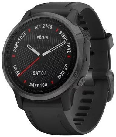Черные часы Garmin Fenix 6S Sapphire DLC с черным ремешком