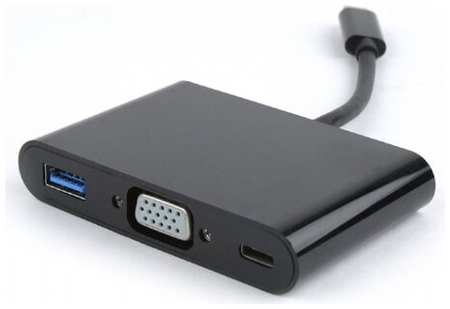Переходник USB Cablexpert A-CM-VGA3in1-01, USB Type-C/VGA + USB3 + подзарядка USB-C, 15см, пакет 19844951888430