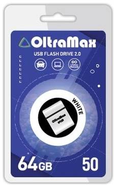 Флешка OltraMax 50 64 ГБ, 1 шт., белый 19844971093035