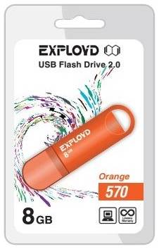 Флешка EXPLOYD 570 8 ГБ, 1 шт., orange 19844971093989