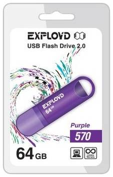 Флешка EXPLOYD 570 64 ГБ, 1 шт., purple 19844971917447