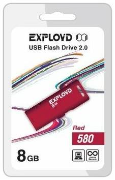 Флешка EXPLOYD 580 8 ГБ, 1 шт., red 19844971985647