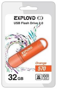 Флешка EXPLOYD 570 32 ГБ, 1 шт., orange 19844971986916