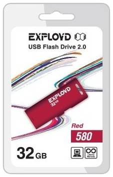 Флешка EXPLOYD 580 32 ГБ, 1 шт., red 19844971986990