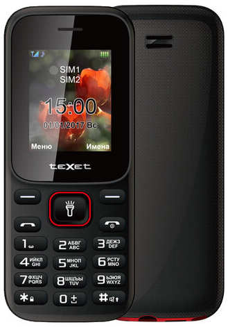 Телефон teXet TM-128, черный/красный 19844980609345