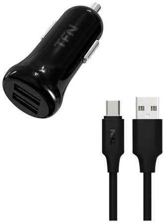 Автомобильное зарядное устройство TFN 2 USB 2.4 A + micro USB, черный 19844999221399