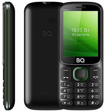 Телефон BQ M-2440 Step L+, 2 SIM, черный/зеленый 19846050119971
