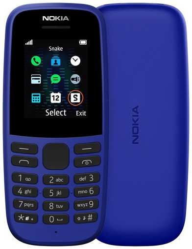 Телефон Nokia 105 DS (2019), 2 SIM, синий 19846197767361
