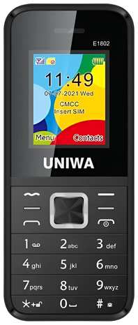 Телефон UNIWA E1802, 2 SIM, черный 19846307388627