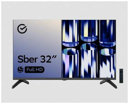 Умный телевизор Sber Full HD 32 дюймов (81 см) с салют ТВ, WI-FI, встроенный цифровой тюнер DVB-T2/DVB-C, черный 1920х1080 19846339812342