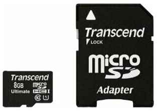 Карта памяти Micro SDHC 8GB Transcend UHS-I 600x Class 10 (TS8GUSDHC10U1)
