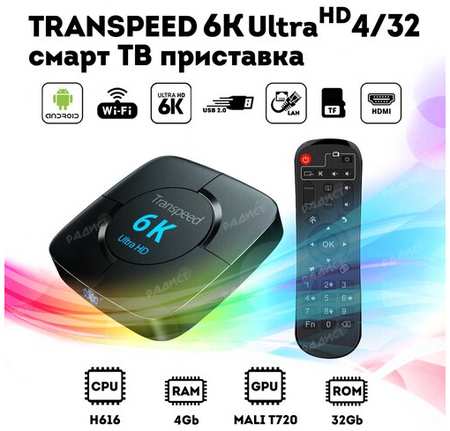 Андроид приставка Transpeed 6k ultra hd 4/32 гб / Smart TV приставка 6K A10 4G/32Gb 19846402841998