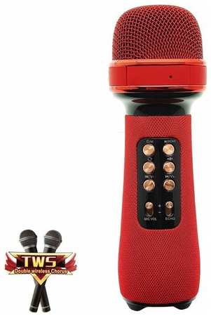 Микрофон беспроводной (Bluetooth, динамики, USB) WSTER WS-898 Красный 19846403755896
