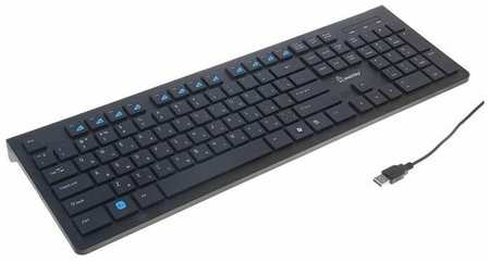 Клавиатура Smartbuy 206 Slim, проводная, мембранная, 104 клавиши, USB, чёрная 19846404196059