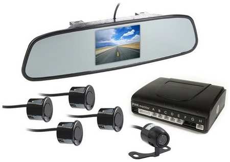 Парктроник с камерой заднего хода в зеркале MasterPark 604-4-PZ, четырьмя датчиками и монитором 4.3 дюйма в зеркале