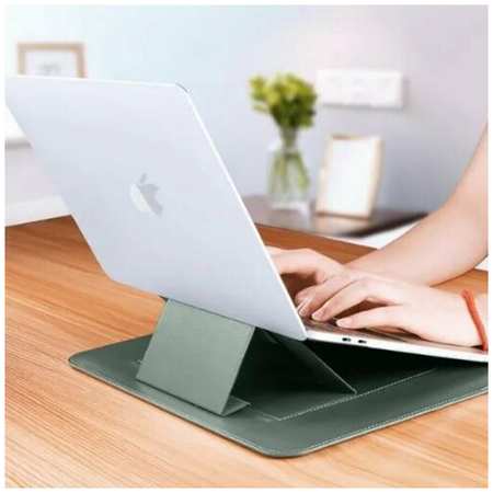 Чехол-подставка для ноутбука WiWU Skin Pro Portable Stand Sleeve для MacBook Pro 13 дюймов (кожаный) - Зеленый 19846405296167
