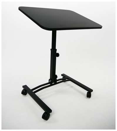 СтолМет Складной стол для ноутбука на колесах «Твист-2» с регулировкой высоты и угла наклона, дуб сонома, черный 19846407878694