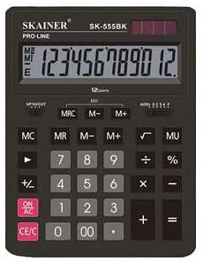 ИНТЭК Калькулятор SKAINER настольный большой SK-555BK (12 разрядов) 19846410358413