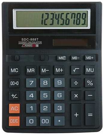 Калькулятор КНР настольный, 12-разрядный, SDC-888T, питание от батарейки-таблетки 588175 19846410790971