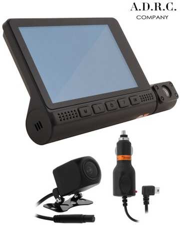 A.D.R.C Company Автомобильный видеорегистратор с камерой заднего вида и камерой салона, с дисплеем, G-сенсор/черный, Авторегистратор, Видео регистратор 19846411703965