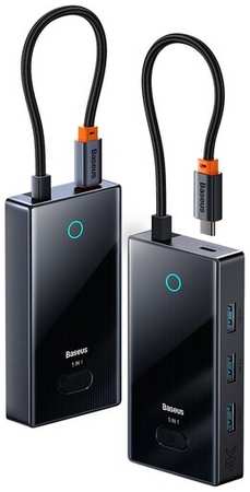 Хаб Baseus PioneerJoy 5-Port Type-C HUB Adapter (Type-C - HDMI4K@60Hz*1+USB3.0*3+PD*1) Серый (WKYY030113) 19846412524155
