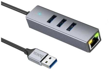 Хаб Гигабитный HOCO HB34 Type-C to USB 3.0 - 3 шт + RJ45 19846414874633