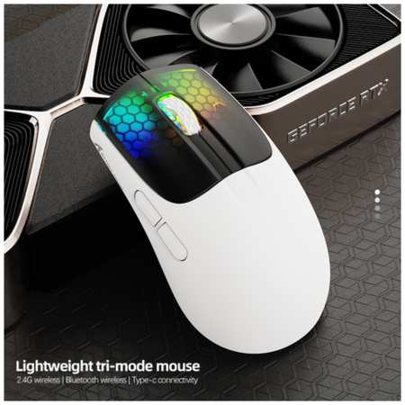 Беспроводная мышь Attack Shark X5 Bluetooth+2.4G+проводная с RGB подсветкой компьютерная мышка для компьютера черная ультралегкая mice Wireless mouse